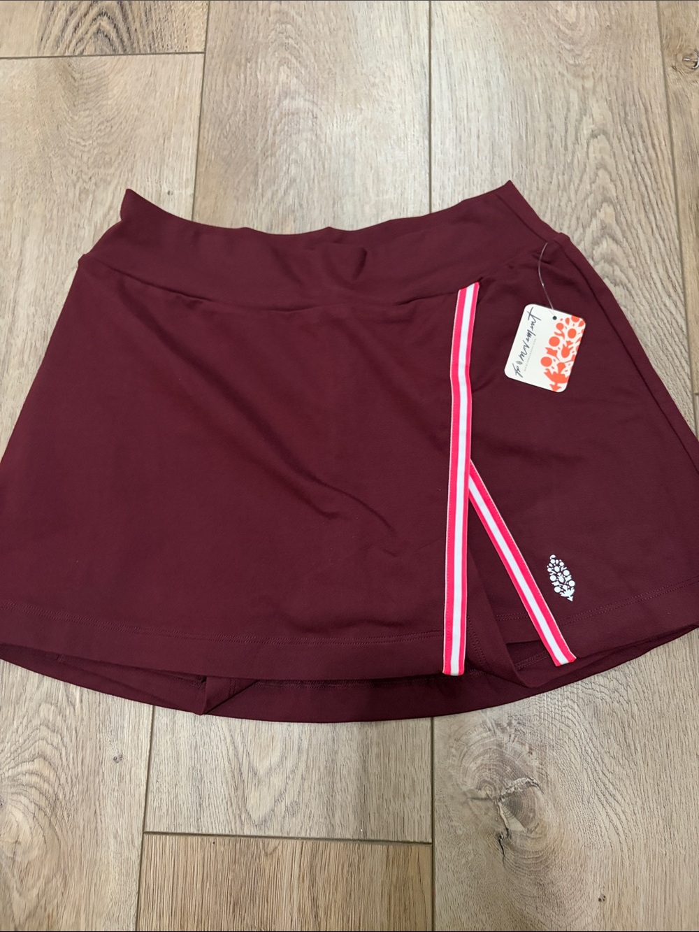 Free People Maroon Athletic Skort with Pink Trim - Picture 3 of 4